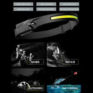 <strong>2026</strong> LED Sensor Flashlight USB Rechargeable Head Lamp Waterproof Head Light COB <strong>Headlamp</strong> Outdoor Night Running Headlight - Product Image 3