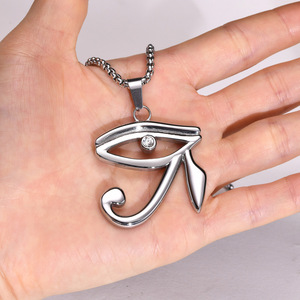 Collana di <span class=keywords><strong>protezione</strong></span> oro 18K oro antico simbolo egitto in acciaio inossidabile Cz collana pendente occhio di Horus - Product Image 4