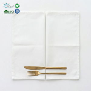 B2B Wholesale Custom Size Poly Cotton Cloth Napkins Hemmed <b>Edge</b> White Waterproof <b>Square</b> for Hospitality Catering Supply - Product Image 1