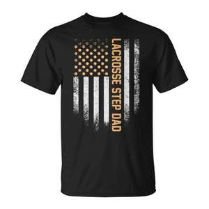 Camiseta vintage con diseño de la bandera estadounidense de lacrosse Step Dad Distressed - Product Image 1
