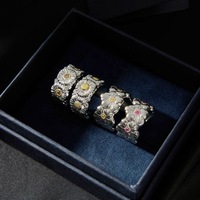 Eleganter Retro-Damenring Neuer Stil Exquisiter Leichter Luxus Vielseitiger Trendiger Hochwertiger Kupfer-Silber-Plattierter Einfacher Zirkon-Ring