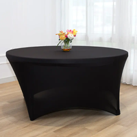 Housse de table ajustée en polyester et élasthanne tricotée, durable, lavable et moderne, certifiée OEKO-TEX, idéale pour les fêtes, mariages et événements en extérieur