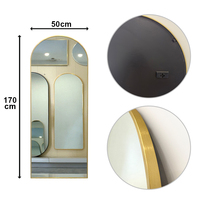 Miroir arqué doré 180x80cm, décoration moderne, forme personnalisée, miroir mural sur pied pleine longueur