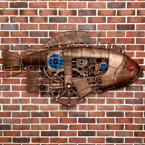 Décor mural rétro européen et américain, en fer, Style <span class=keywords><strong>Punk</strong></span>, décoration murale en métal, artisanat métallique, pêche suspendue - Product Image 5