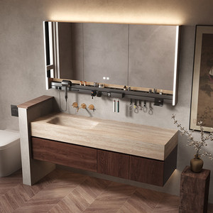 Mueble de Baño de Lujo con Superficie Sólida Multicapa y Espejo LED - Product Image 4