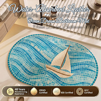 Tapis de salle de bain de style océanique luxueux et rêveur, antidérapant, séchage rapide, tapis en cuir Nappa, tapis de bain absorbant l'eau