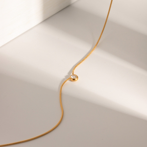 J & D gioielli stile Dainty in acciaio inox catena di <span class=keywords><strong>serpente</strong></span> cerchio CZ zirconi <span class=keywords><strong>collana</strong></span> pendente per donna - Product Image 4