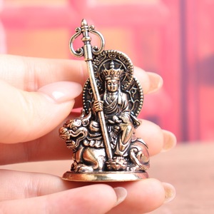 1 pieza Cetro de Latón con Figura de Ksitigarbha, <span class=keywords><strong>el</strong></span> <span class=keywords><strong>Rey</strong></span> Bodhisattva, de Estilo Antiguo, Objeto Decorativo, Adorno Artesanal de Escritorio - Product Image 1