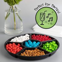 Plateau de service jetable en plastique alimentaire rond sectionnel de 12 pouces avec séparateurs divisés servant des plats d'apéritif