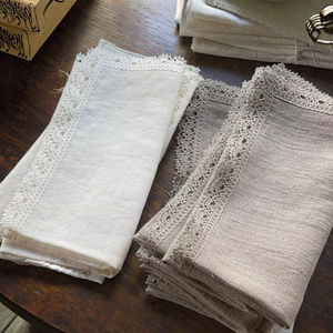 <span class=keywords><strong>100</strong></span>% fransız keten rustik peçeteler keten dantel peçeteler Shabby Chic Vintage stil LOGO doğal beyaz makine yıkanabilir özelleştirmek - Product Image 1