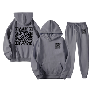 QR Code Funny Men's Set Winter New Classic Hot Stamping Letter logo Conjunto de ropa deportiva con capucha suelta - Product Image 6