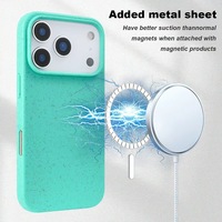 Coque de téléphone biodégradable en paille de blé à couverture intégrale, magnétique et antichoc pour iPhone 18 Pro Max, compatible iPhone 17 et 18