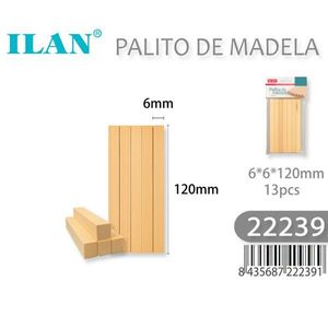 ILAN Palitos de Madera 6x6x120mm 13 Piezas Material de Construcción para Manualidades - Product Image 1