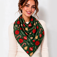 Écharpe de Noël saisonnière pour femme, foulard carré imprimé Noël, léger, pour les fêtes, personnalisable OEM ODM Marque Privée