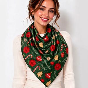 Écharpe de Noël saisonnière pour femme, foulard carré imprimé Noël, léger, pour les fêtes, personnalisable OEM ODM Marque Privée - Product Image 1
