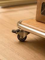 Table basse roulante moderne à 2 niveaux, table d'appoint mobile en bois avec roulettes, chariot de rangement à cadre métallique, mobilier de salon écologique