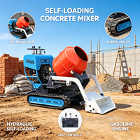 Mini-Raupenlader mit Betonmisch-Trommel und Hydraulischem Kippsystem für Kleine Bauprojekte