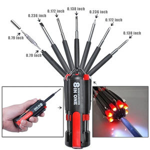 8 1 taşınabilir Mini tornavida alet takımı kişiselleştirilmiş 6 LED Torch krom çelik kolu DIY sınıf özelleştirilmiş OEM destek - Product Image 4