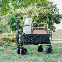 Chariot de camping pliable robuste CZFIT avec poignée réglable, quatre roues, chariot pliable pour les courses, les voyages en plein air, unisexe