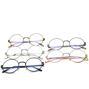 للجنسين ريترو مصمم المعادن صفر الديوبتر نظارات الراقي نظارات دائرية إطار بصري عادي قصر النظر الإطار مرآة النظارات - Product Image 2
