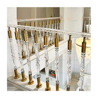 Rampe d'escalier en verre courbé en PMMA acrylique et acier inoxydable pour balcon, avec éclairage intégré