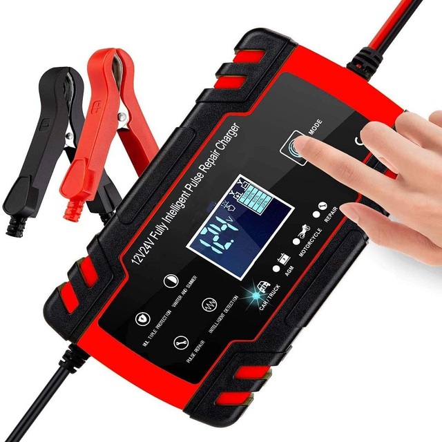 12V 24V Lead Acid Battery Charger Motorcycle Truck Lawn Mower Boat Marine12V 24V 8A Automatic Car Battery Charger Maintainer