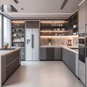Cuisine moderne de luxe avec charnières, ensemble de cuisine modulaire personnalisé de haute qualité, garantie de 5 ans - Product Image 1