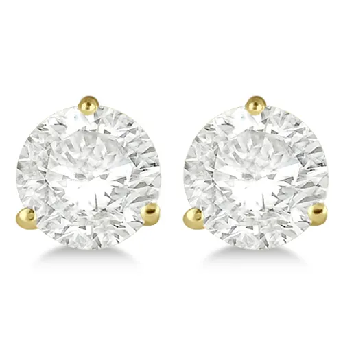 Orecchini con diamanti da laboratorio da 1ct orecchini a bottone con diamante da laboratorio a 3 punte gioielli in oro 14 carati