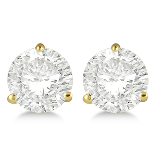 1ct Lab Diamond Earrings 3 Prongs Lab Grown Diamond Stud Earrings 14k Gold Jewelry