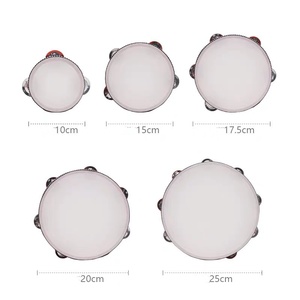 แทมบูรีนแบบแถวเดียวขนาด 4 นิ้ว ขายส่ง เครื่องดนตรีเคาะจังหวะออร์ฟ แทมบูรีนแบบมีเสียงกรุ๊งกริ๊ง กลองมือไม้ ของเล่นดนตรี - Product Image 5