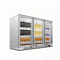 Réfrigérateur à boissons commercial à 3 portes vitrées en acier inoxydable, sans givre, avec plage de température de 2 à 8 °C, pour bars et restaurants
