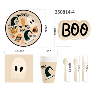 DAMAI Halloween Party Paper Plates Napkins Supplies Set Disposable Tableware Decorations Birthday Party Favors - Product Image 4