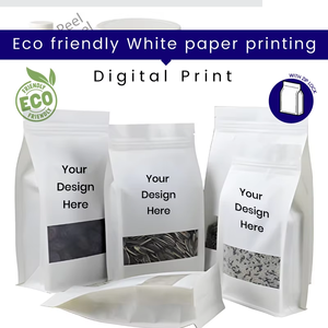 บรรจุภัณฑ์ถุงกระดาษคราฟท์สีขาว ย่อยสลายได้ ผลิตจากวัสดุรีไซเคิล ก้นแบน สำหรับอาหาร ถั่ว คุกกี้ ลูกอม ขนมอบ ชา แป้ง - Product Image 4