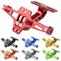 Support de plaque d'immatriculation universel pour moto avec LED réglable en alliage d'aluminium CNC brillant