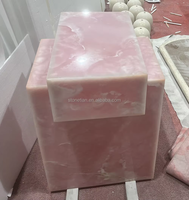 Prix d'usine SHITIAB Table d'appoint et socle de présentation modernes en bloc de pierre, cube carré, en marbre et onyx rose rétroéclairé