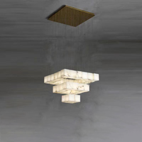 Marbre Design Créatif De Rotation D'escalier Pendentif Lumière Escalier Duplex Villa Lumière De Luxe Espagnol Albâtre Cube Lustre