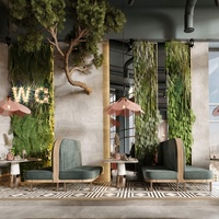 Ensemble de table et canapé de restaurant double face en bois massif, mobilier commercial moderne pour hall d'hôtel, salon et usage extérieur