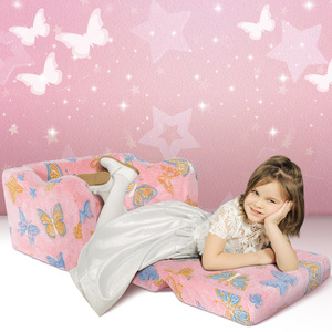 Kids Sofa Pink Velvet Foldable High-Density Foam <b>Seat</b> For Girl Reading <b>Corner</b> 3 Years And Above - Product Image 4