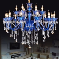 Lámpara de Araña Moderna Europea de Cristal Luminoso Azul, Iluminación Interior para Sala de Estar, Dormitorio, Salón de Banquetes, Material de Vidrio, Alimentación CA
