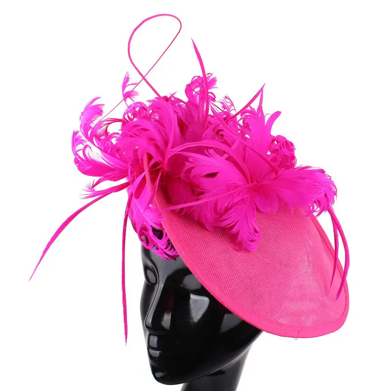 new fashion women ladies girls retro sinamay Tea-Party Fascinators Hatband Kentucky Derby Hat feather floral Wedding church hat