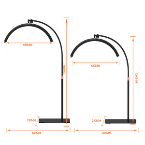 Lampe de sol demi-lune professionnelle à LED dimmable avec support pour téléphone pour salon de beauté et éclairage de diffusion en direct - Product Image 5