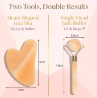 Conjunto de Ferramentas de Massagem Facial Personalizadas com Rolos de Quartzo Natural para Cuidados com os Olhos e Gua Sha em Formato de Coração, com Embalagem Personalizada para Atacado