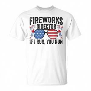 T-shirt Fireworks Director a maniche corte con scollo rotondo, design patriottico, per uomo, camicia casual del 4 luglio - Product Image 2