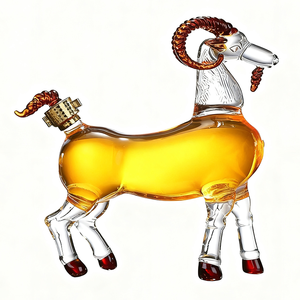 1000ml tùy chỉnh rượu vang chai dê hình dạng Tinh thể thủy tinh màu trắng rượu tinh thần chai - Product Image 6