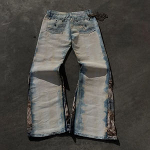 DiZNEW erkek kot özel yüksek sokak tasarımcı asit-yıkanmış Patchwork kot erkekler - Product Image 2