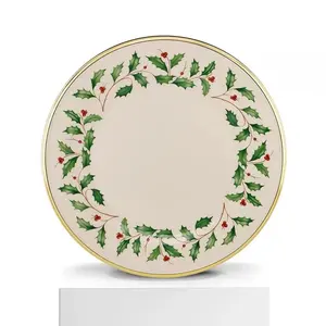 खुशी Tableware नई डिजाइन क्रिसमस सजावट खाने की थाली के साथ विस्तृत सोने रिम