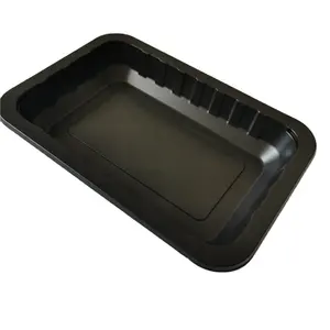 Microwaveable Disposable Plastic Food Container Black Square Eco Friendly Bento Pp Lunch Box F2 Embossing Accept 205*140*30mm FQ