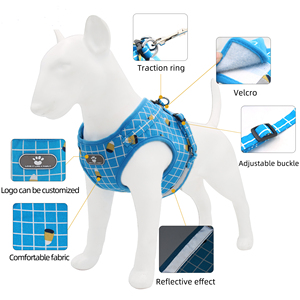 小型犬用ペットリーシュとハーネスセット-ポリエステル製ソリッドクラシックデザイン、光反射＆通気性あり - Product Image 3