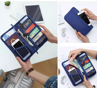 Portefeuille personnalisé pour billets et cartes de crédit en polyester Portefeuille de voyage promotionnel Porte-passeport personnalisé à fentes multiples avec dragonne