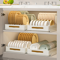 Organisateur de placard extractible sans perçage, tiroir de cuisine télescopique, étagère à vaisselle, étagère de cuisine coulissante extensible